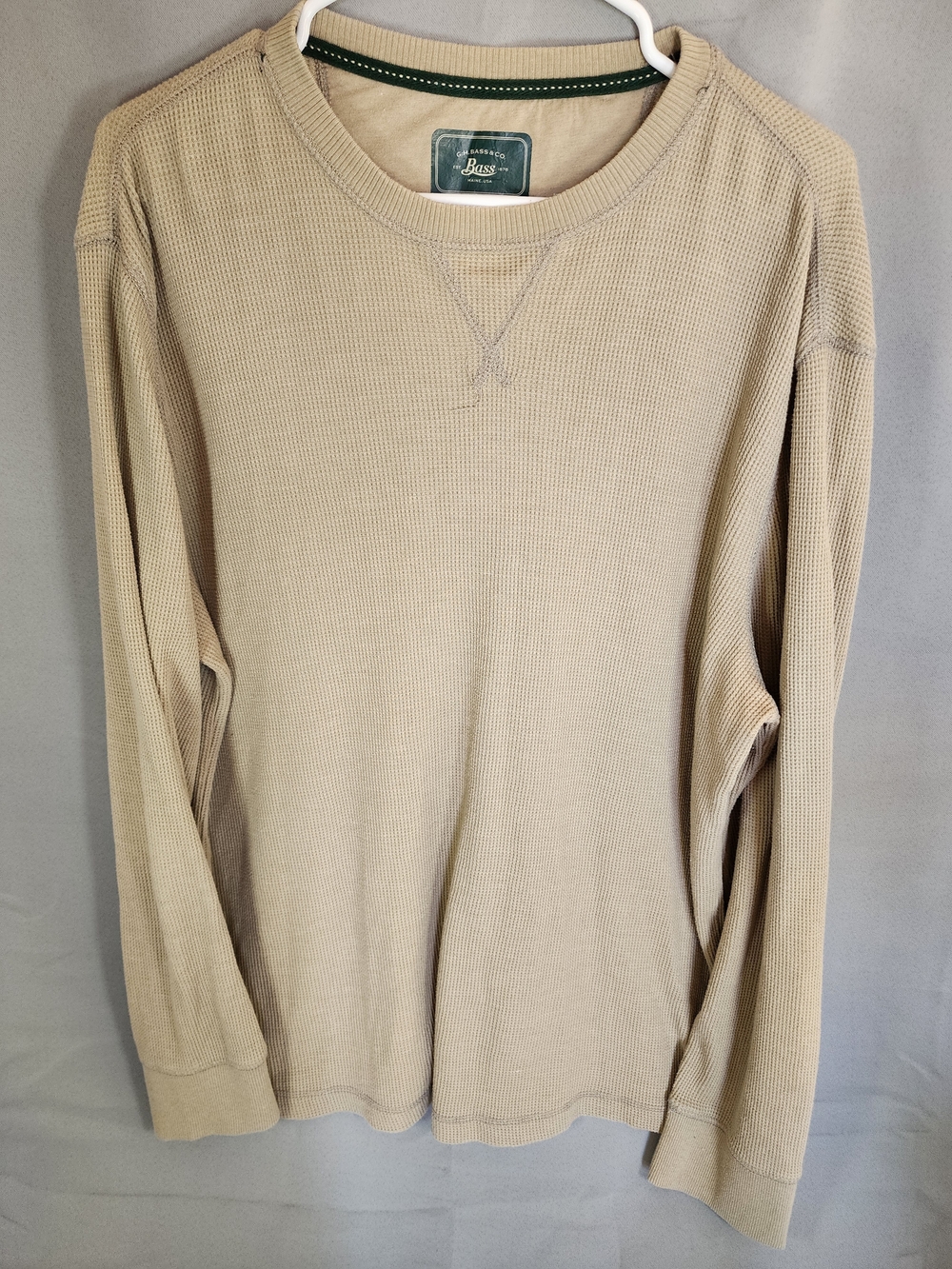 Bass Men’s Crewneck Thermal Sweater in Beige